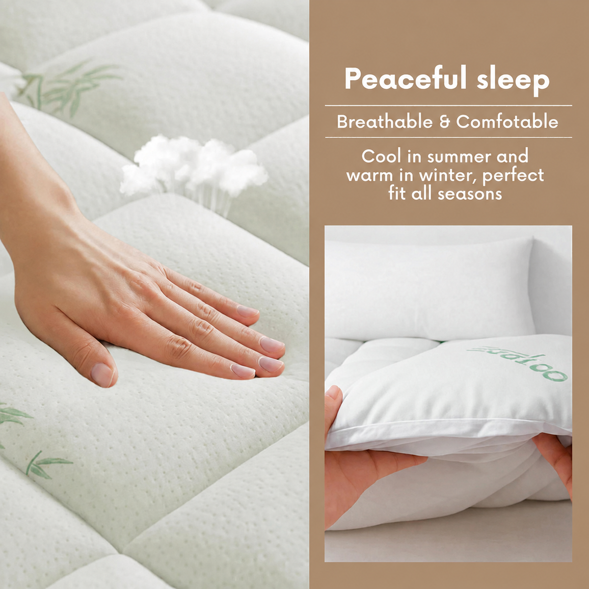Alveriq™ Bamboo Mattress Topper