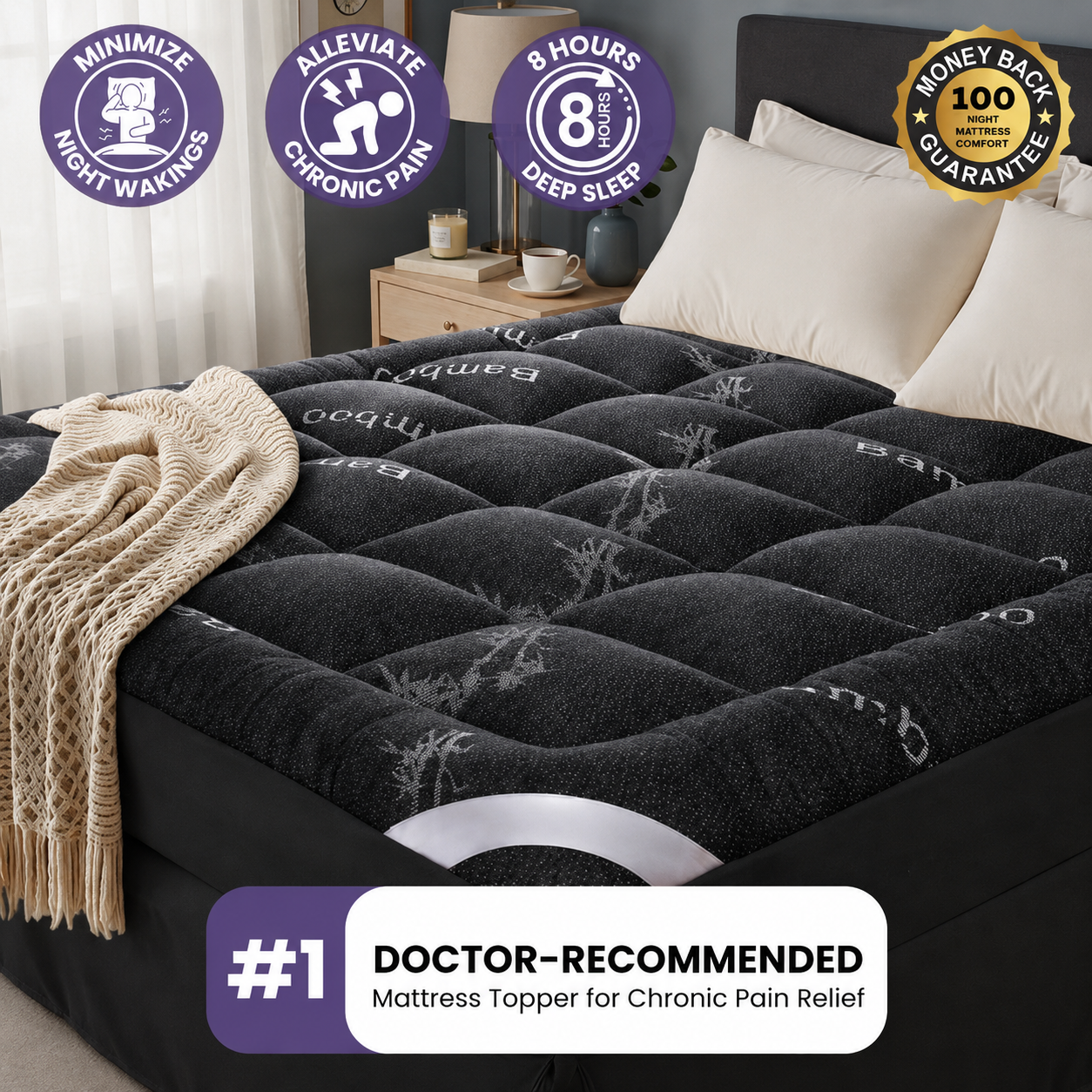 Alveriq™ Bamboo Mattress Topper